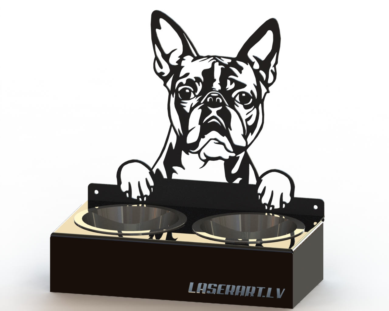 Кормушка для собак с 2 мисками, Бостон-терьер