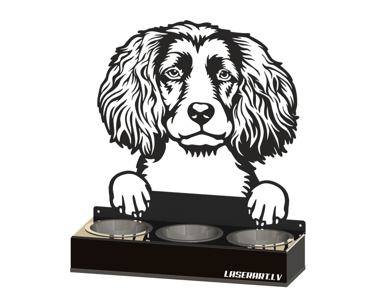 3-Bowl Dog Feeder, Spaniels (Boykin) Dog breed, Raised Feeding Station