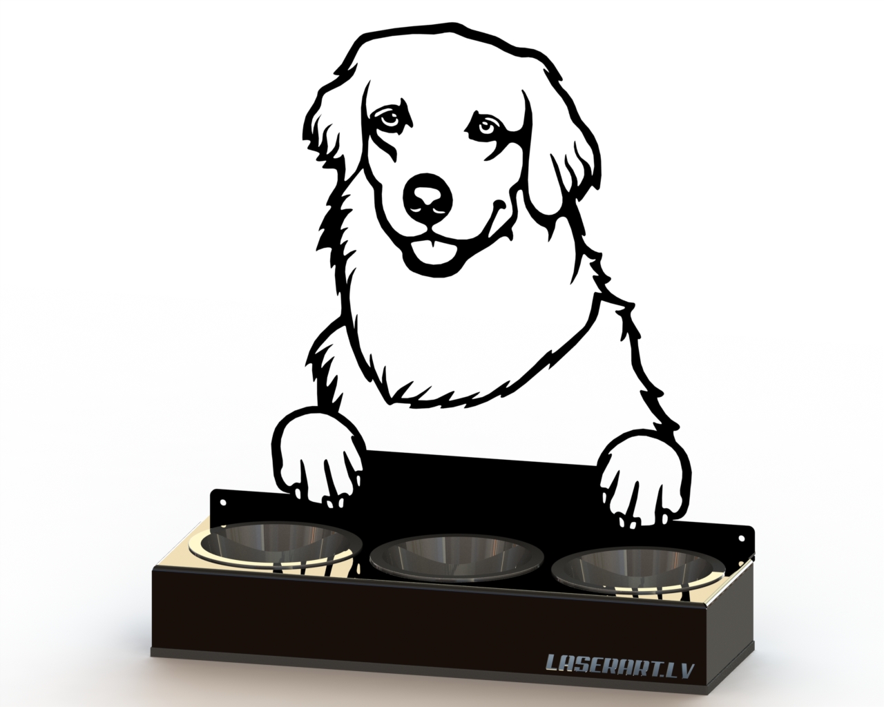 3-Bowl Dog Feeder, Kuvasz Dog breed, Raised Feeding Station