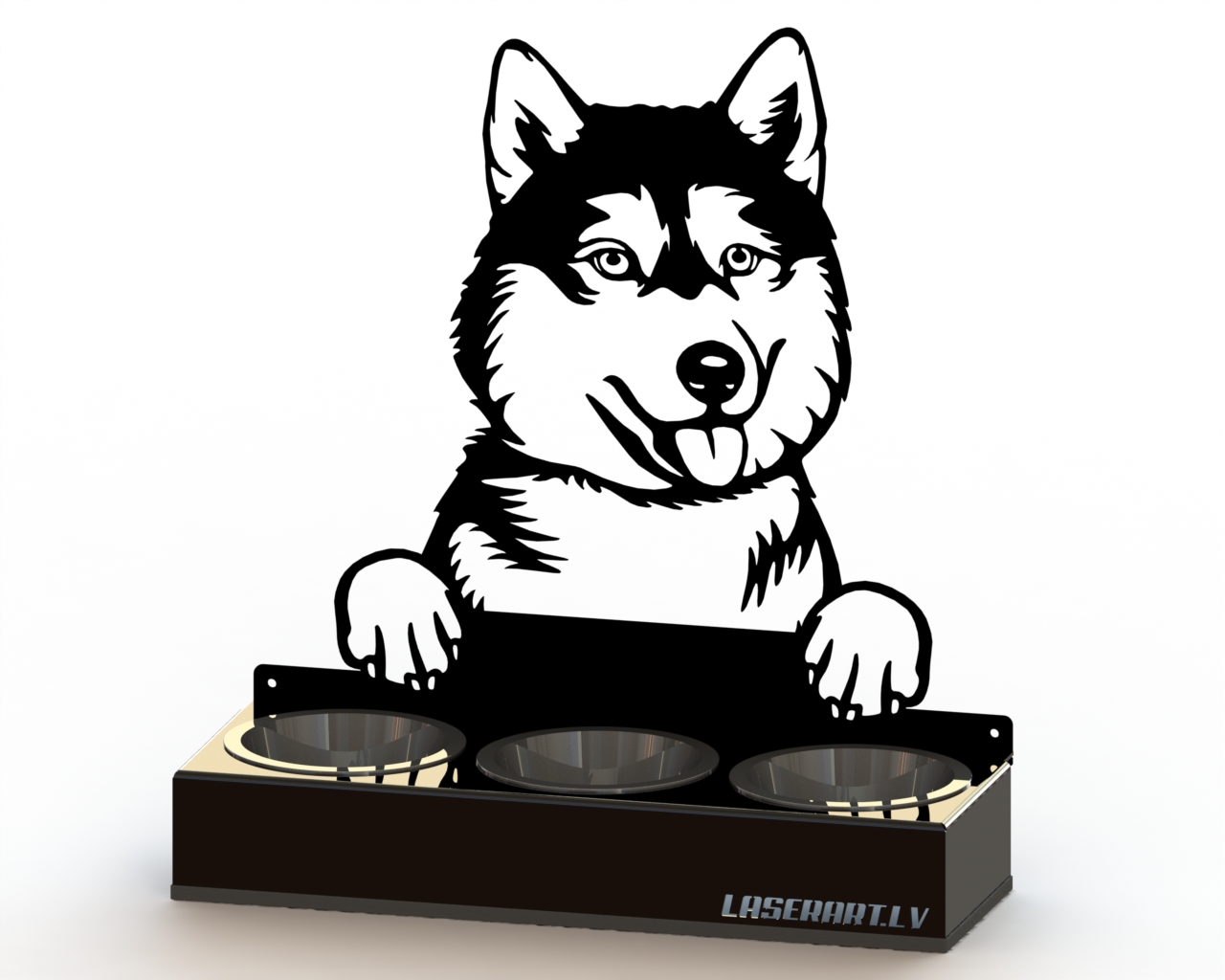 3-Bowl Dog Feeder, Siberian Husky Dog breed, Raised Feeding Station