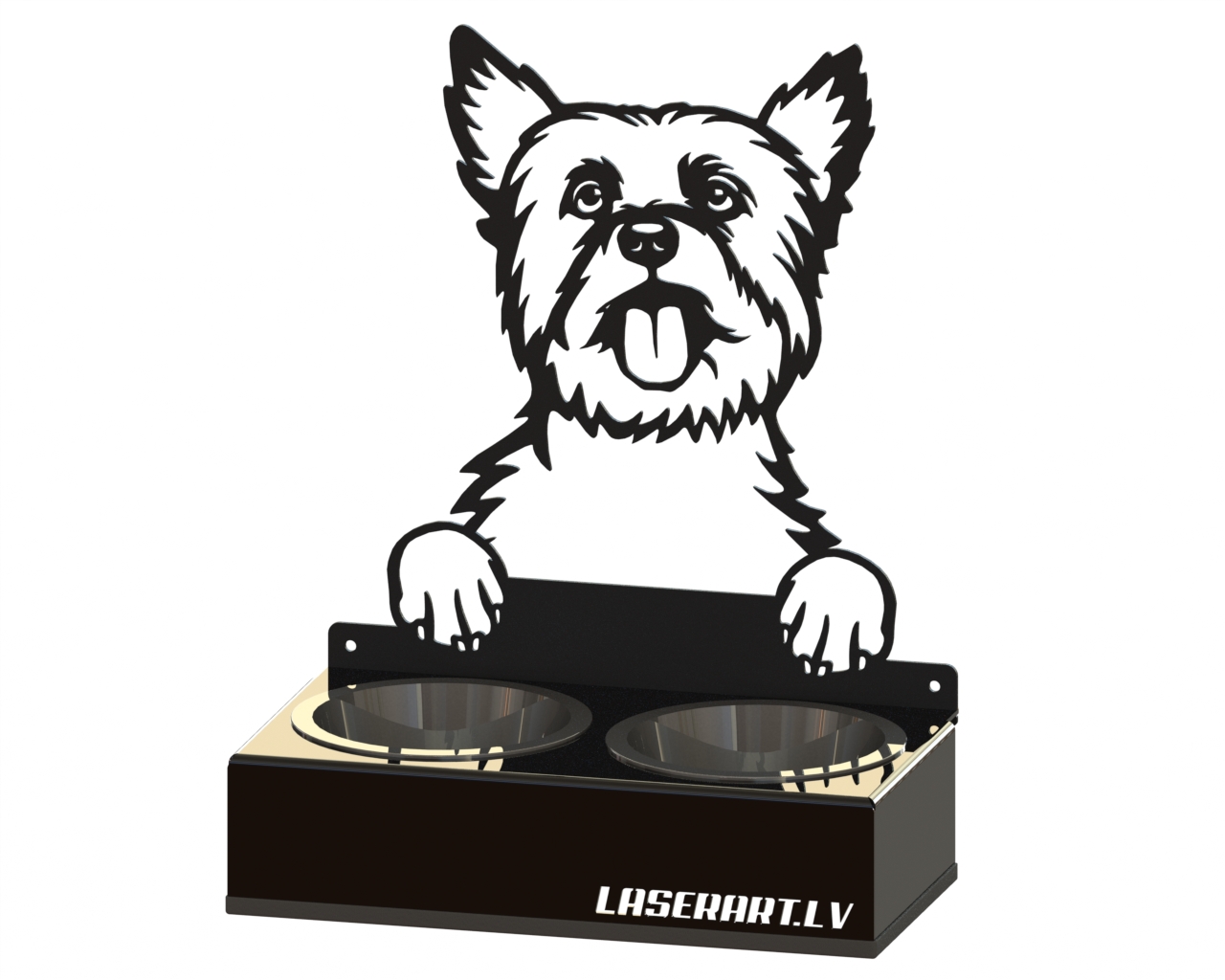 2-Bowl Dog Feeder, Yorkshire Terriers Dog breed, Raised Feeding Station