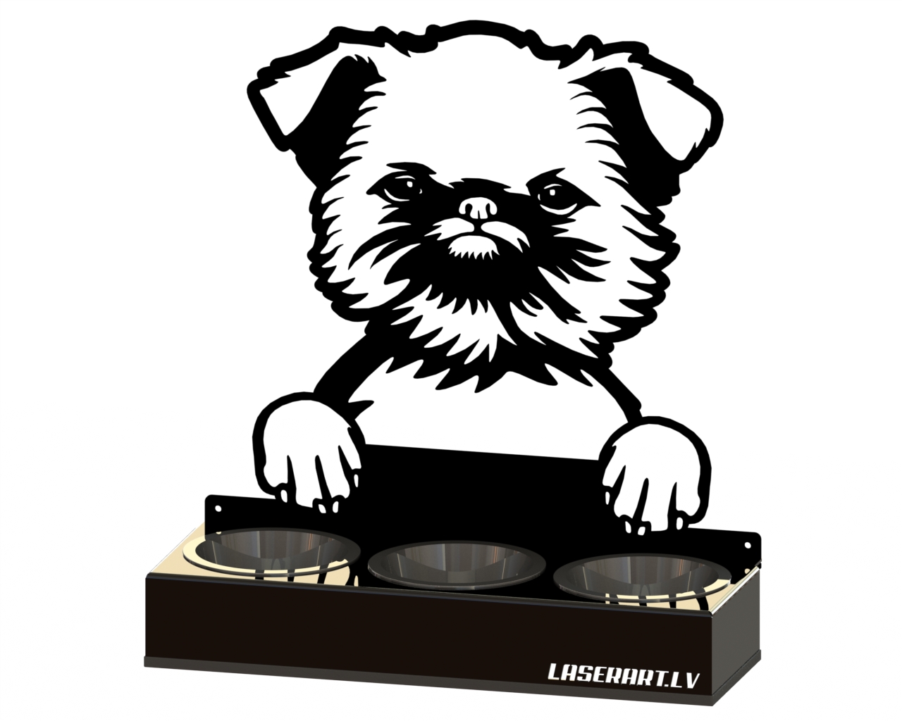 3-Bowl Dog Feeder, Brussels Griffons Dog breed, Raised Feeding Station